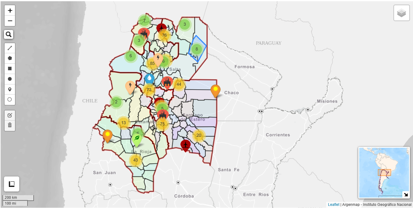 Vista previa del Visor Mapa Web de Energías Renovables en el NOA