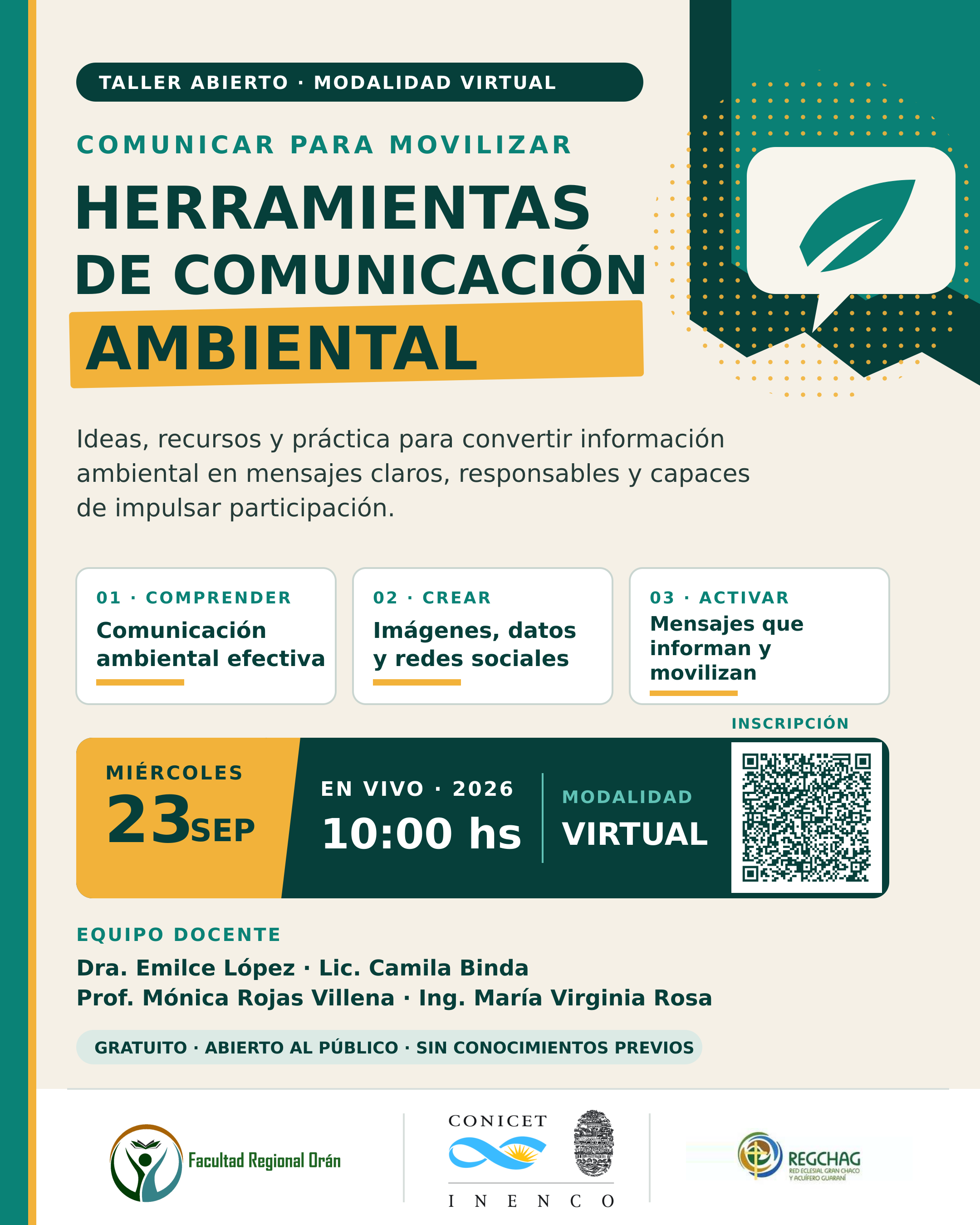 Flyer del Taller Herramientas de Comunicación Ambiental